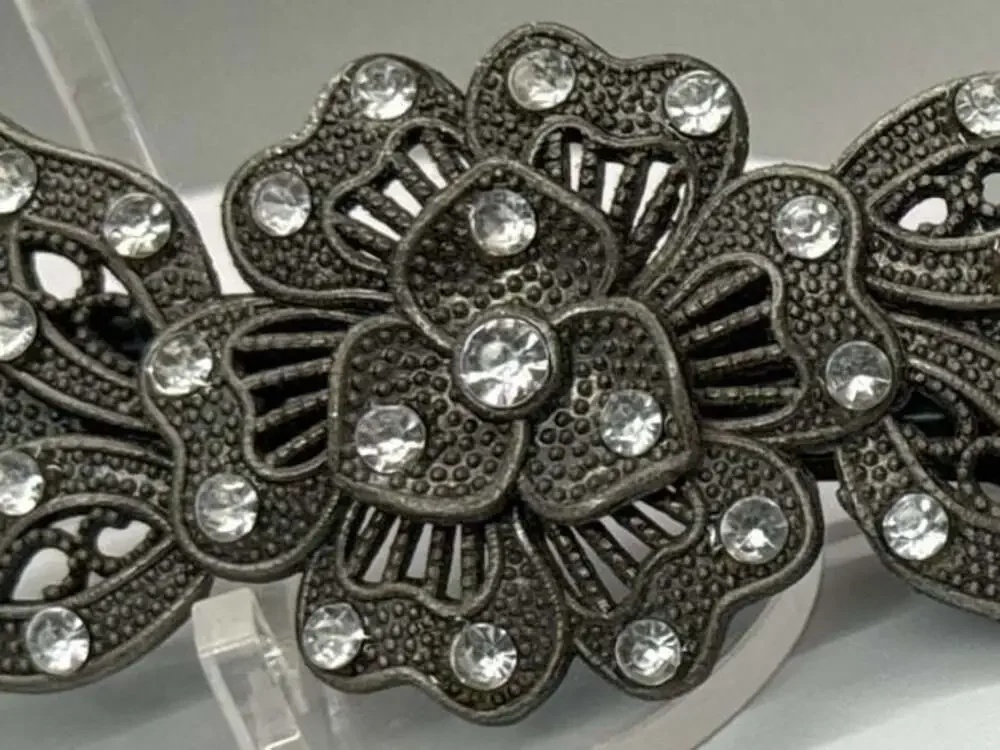 Vtg Decorative Daisy Hair Comb & Floral Rhinestone Hair Clip Lot Wedding Bridal